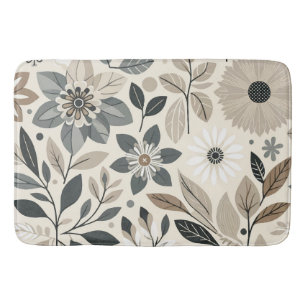 Creme & Sage Green Bold Modernes Blumenmuster Badematte