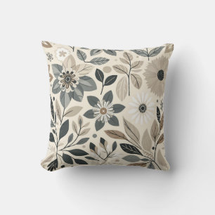 Creme & Sage Green Bold Modernes Blumenmuster Kissen