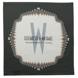 Crème Satin Elegance Monogram Fraktal Lace Serviette