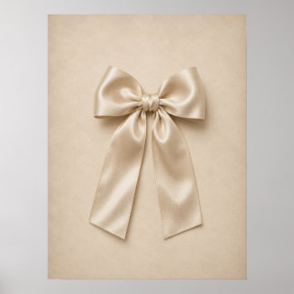 Crème Satin Nœud Murale | Affiche Coquette Neutre