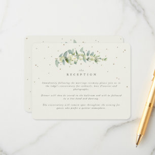 Creme Schneebeere + Eukalyptus-Stiel Hochzeitsempf Begleitkarte