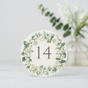 Creme-Schneebeeren + Eukalyptus Hochzeitstisch Num