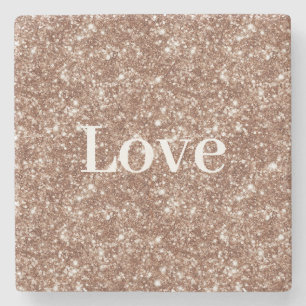 Creme-Schokolade-Glitter-Liebe Valentinstag Steinuntersetzer