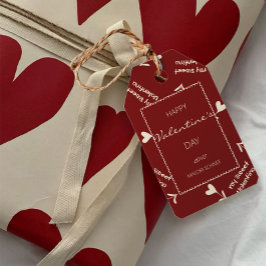 Creme-Schrift-Herzen auf Burgunderrot– Valentinsmu Geschenkanhänger