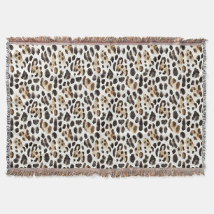 Creme Schwarz Braun Leopard Tier Decke