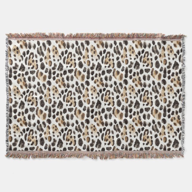Creme Schwarz Braun Leopard Tier   Decke (Vorderseite)
