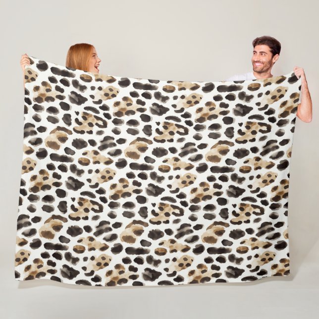 Creme Schwarz Braun Leopard Tier   Fleecedecke (Beispiel)