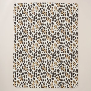 Creme Schwarz Braun Leopard Tier Sherpadecke