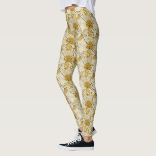 Creme, Schwarz und Gold Abstrakt Leggings