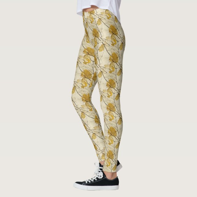 Creme, Schwarz und Gold Abstrakt Leggings (Links)