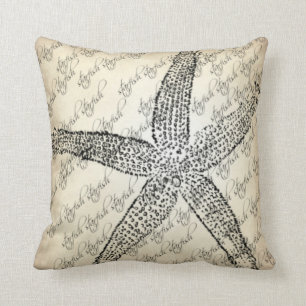 Creme, Schwarzes, Starfish entwarf Wurfs-Kissen Kissen