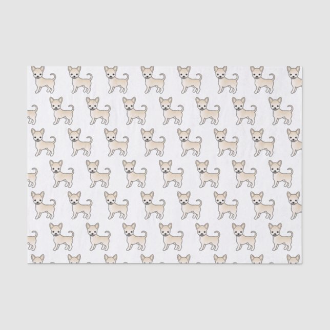 Creme Smooth Coat Chihuahua Niedlich Hundemuster Seidenpapier (Vorderseite)