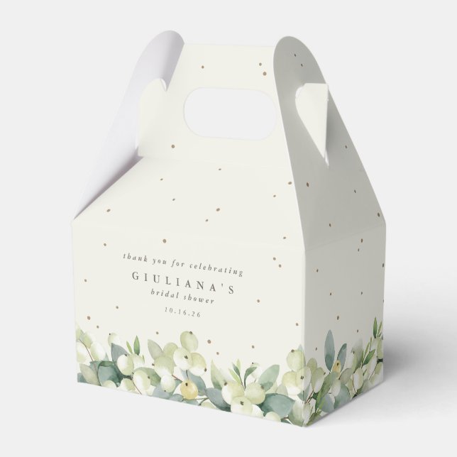Creme Snowberry+Eucalyptus Winter Brautparty Geschenkschachtel (Vorderseite)