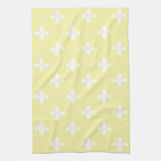 Creme Southern Hütte Fleur de Lys Geschirrtuch (Vertikal)