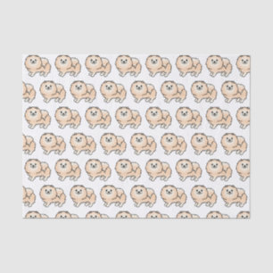 Creme Spitz Niedlich Cartoon Dog Muster Seidenpapier