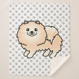 Creme Spitz Niedlich Cartoon Dog & Paws Sherpadecke