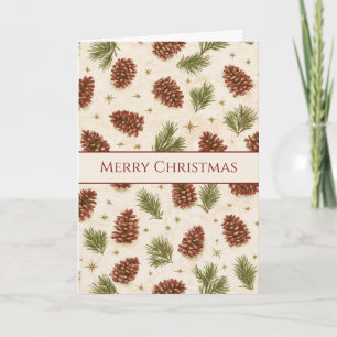 Creme Tannenzapfen Weihnachten Karte