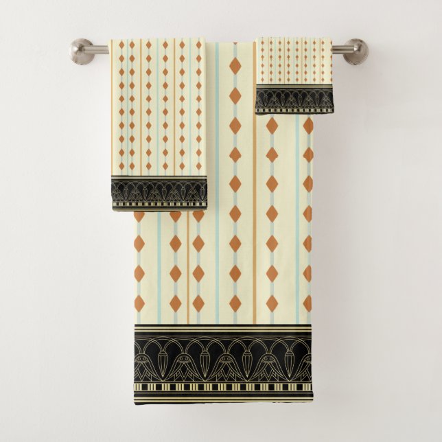 Creme, Taupe, Blau Badhandtuch Set (Insitu)