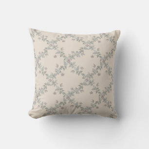 Creme-Taupe-Rosen-Sage-Gittermuster Kissen
