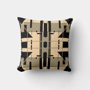 Creme Taupe Schwarze Fette Formen Geometrisch Abst Kissen