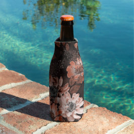 Creme, Teracote-Blume auf dunkelbraunem Hintergrun Flaschenkühler