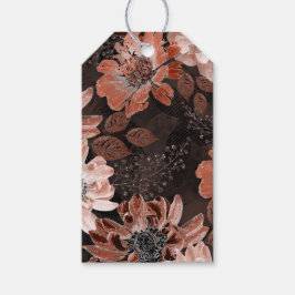 Creme, Teracote-Blume auf dunkelbraunem Hintergrun Geschenkanhänger