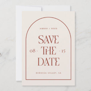 Creme & Terracotta Arch Retro Minimal Modern Schri Save The Date