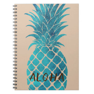 Creme Türkis Blaue Ananas Aloha Notizblock