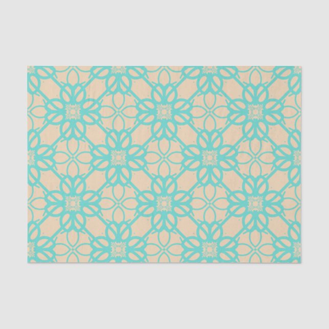 Creme Turquoise Modern Prairie Garden Folklore Git Seidenpapier (Vorderseite)