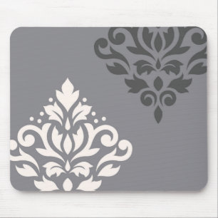 Creme u. Grau der Rolle-Damast-Kunst-I Mousepad