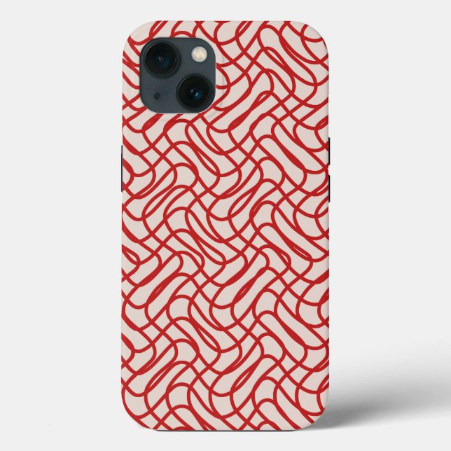 Creme und Abstrakte rote Linie Case-Mate iPhone Hülle (Rückseite)