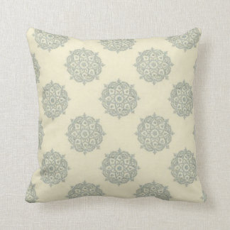 Creme-und Baby-Blau-Medaillon-Wurfs-Kissen Kissen