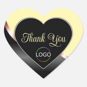 Creme und Black Wavy Rose Gold mit Logo Vielen Dan Herz-Aufkleber