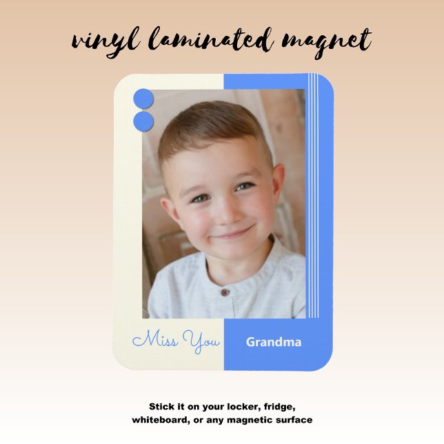 Creme und Blau vermissen Oma Foto Magnet (Von Creator hochgeladen)