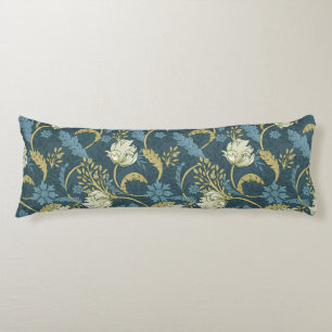 Creme- und Blaue Art Nouveau Blumendekoration Seitenschläferkissen