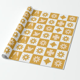 Creme und brauner geometrischer Stil bei Hochzeite Geschenkpapier