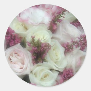 Creme und erblassen - rosa Rosen-Umschlag Runder Aufkleber