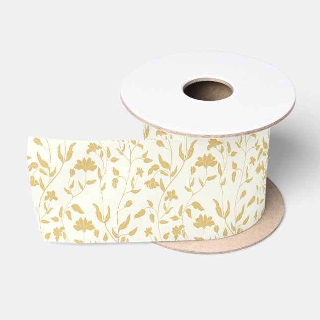 Creme und Gold Hochzeitsblumenband Satinband (Spule)