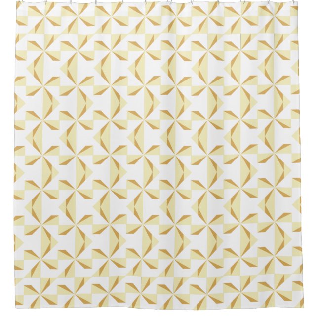 Creme und Gold Pinwheel Duschvorhang (Vorderseite)