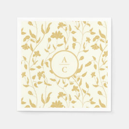 Creme und Gold Wedding Monogram Floral Serviette