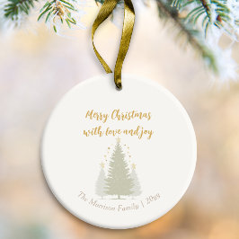 Creme und Gold Weihnachtsbaum und Sterne Keramik Ornament