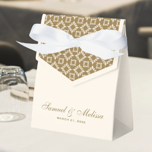 Creme- und Goldmuster-Hochzeit Geschenkschachtel