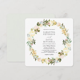 Creme und Grau   Botanische Garland-Hochzeit Einladung