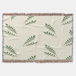 Creme und grüne Blätter werfen Blanket Decke