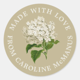 Creme und grüne Hydrangea aus Liebe Runder Aufkleber