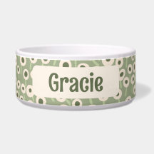 Creme- und grünes Blumenfeld - Keramikschüssel für