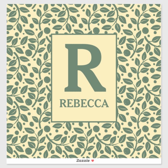 Creme und grünes Leaf-Muster Luggasse Aufkleber (Blatt)