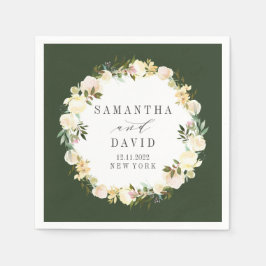 Creme und Jäger Grüne Hochzeit personalisiert Serviette