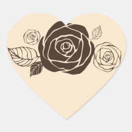 Creme und Kaffee Rose zur Koordinierung von Gesche Herz-Aufkleber