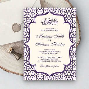 Creme und Lila Persian Pattern Muslimische Hochzei Einladung